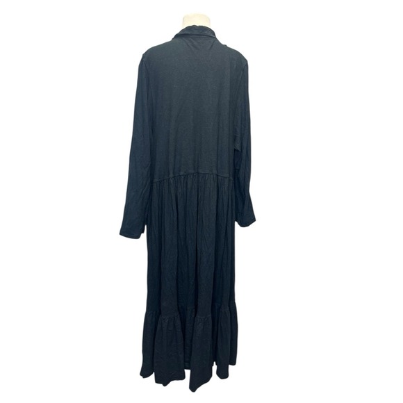 Free People FP Beach Moonlight Midi Dress Black Tiered Collar Large Boho Maxi - Picture 4 of 9